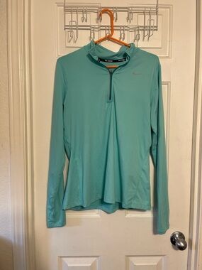Nike Women's Aqua Teal Long-Sleeve Quarter-Zip Top